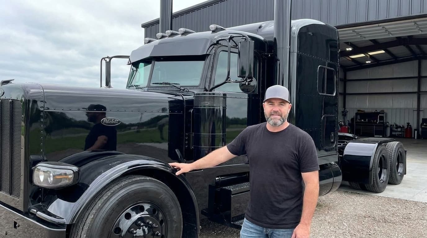 Dave standing next to his rig, confident but not flashy